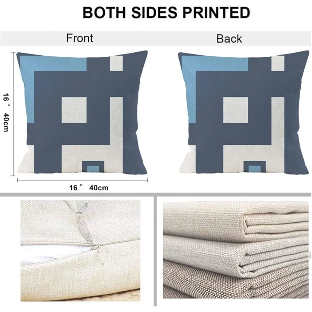Luxury Home | Set of 4 Two Tone Blue & White Geo Pattern Throw Pillow Covers